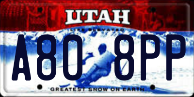 UT license plate A808PP