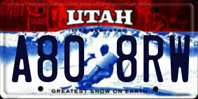 UT license plate A808RW