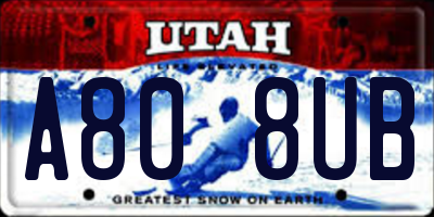 UT license plate A808UB