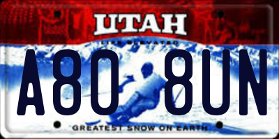 UT license plate A808UN