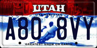 UT license plate A808VY