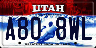 UT license plate A808WL
