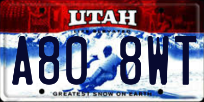 UT license plate A808WT