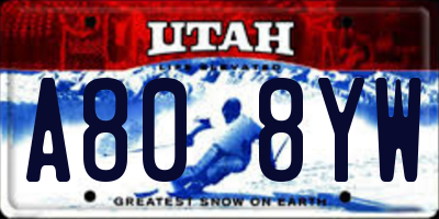 UT license plate A808YW