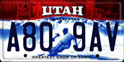 UT license plate A809AV