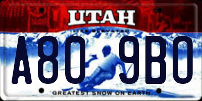 UT license plate A809BO