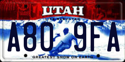 UT license plate A809FA