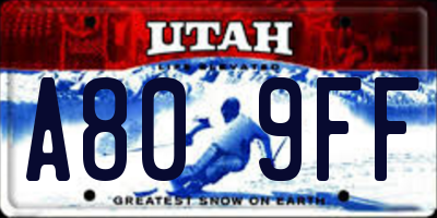 UT license plate A809FF