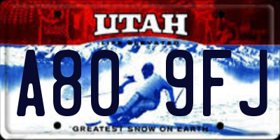 UT license plate A809FJ