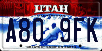 UT license plate A809FK