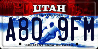 UT license plate A809FM