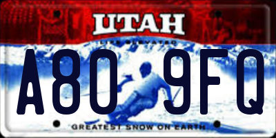 UT license plate A809FQ