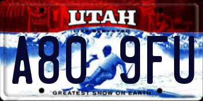 UT license plate A809FU