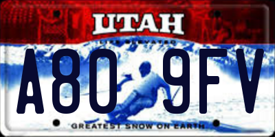 UT license plate A809FV