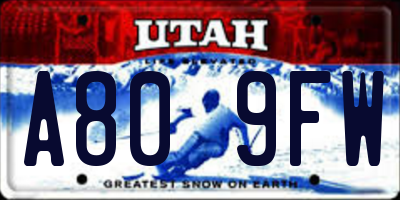 UT license plate A809FW