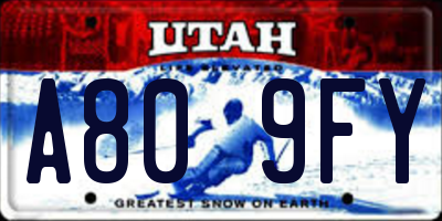 UT license plate A809FY