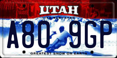 UT license plate A809GP