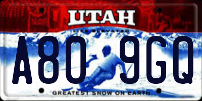 UT license plate A809GQ