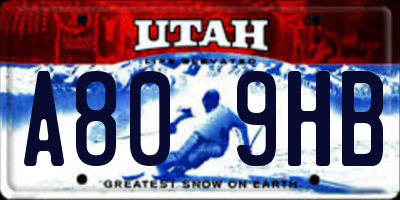 UT license plate A809HB