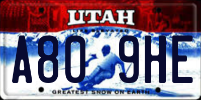 UT license plate A809HE