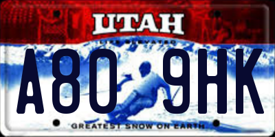 UT license plate A809HK
