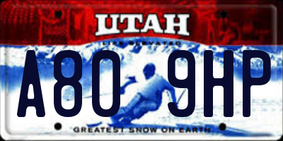 UT license plate A809HP