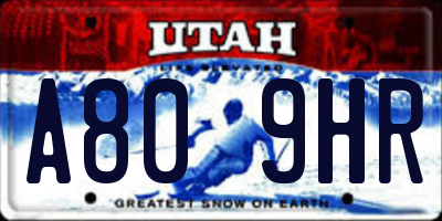 UT license plate A809HR