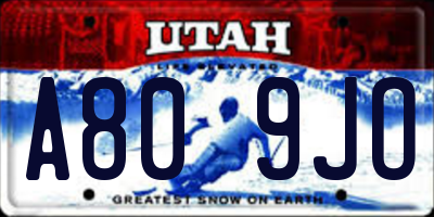 UT license plate A809JO