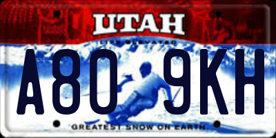 UT license plate A809KH