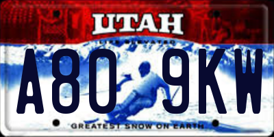 UT license plate A809KW