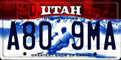 UT license plate A809MA