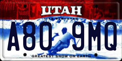 UT license plate A809MQ