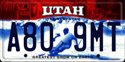 UT license plate A809MT