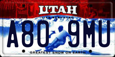 UT license plate A809MU