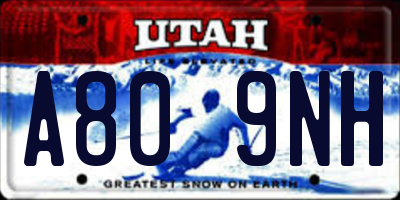 UT license plate A809NH