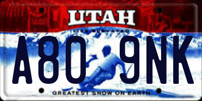 UT license plate A809NK