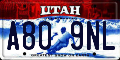 UT license plate A809NL