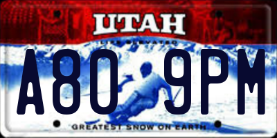 UT license plate A809PM