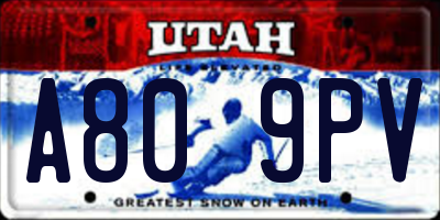 UT license plate A809PV