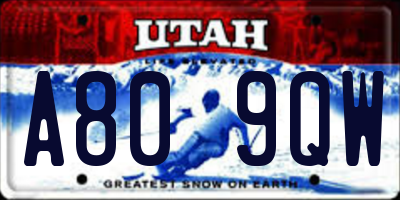 UT license plate A809QW