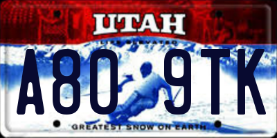UT license plate A809TK