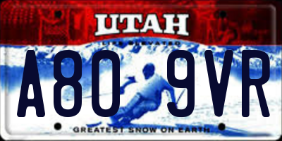 UT license plate A809VR