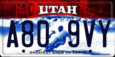 UT license plate A809VY