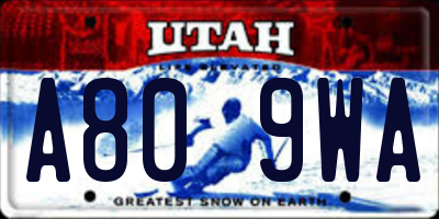 UT license plate A809WA
