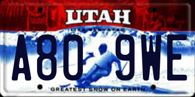 UT license plate A809WE