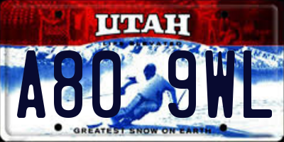 UT license plate A809WL