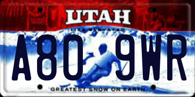 UT license plate A809WR