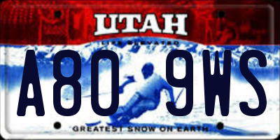 UT license plate A809WS
