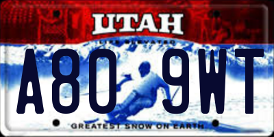 UT license plate A809WT