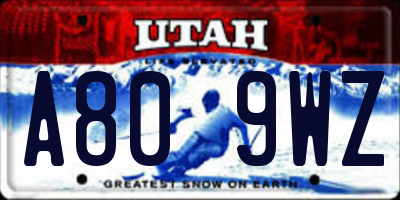 UT license plate A809WZ